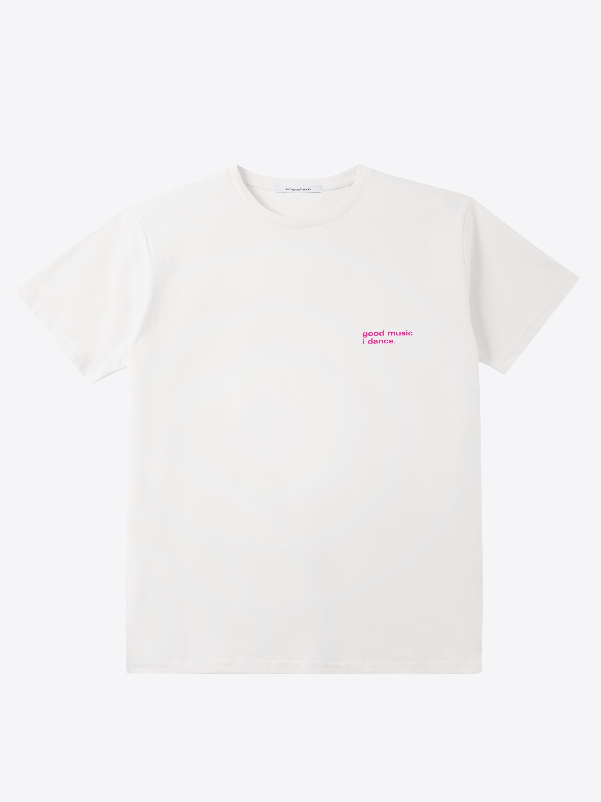 airbag craftworks good music i dance. | mini logo | off-white with pink